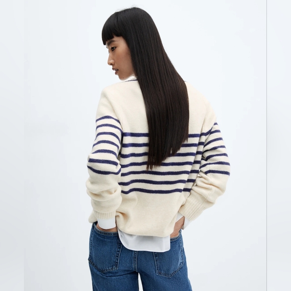 MANGO Oversized Striped v-neck - Picture 3 of 4